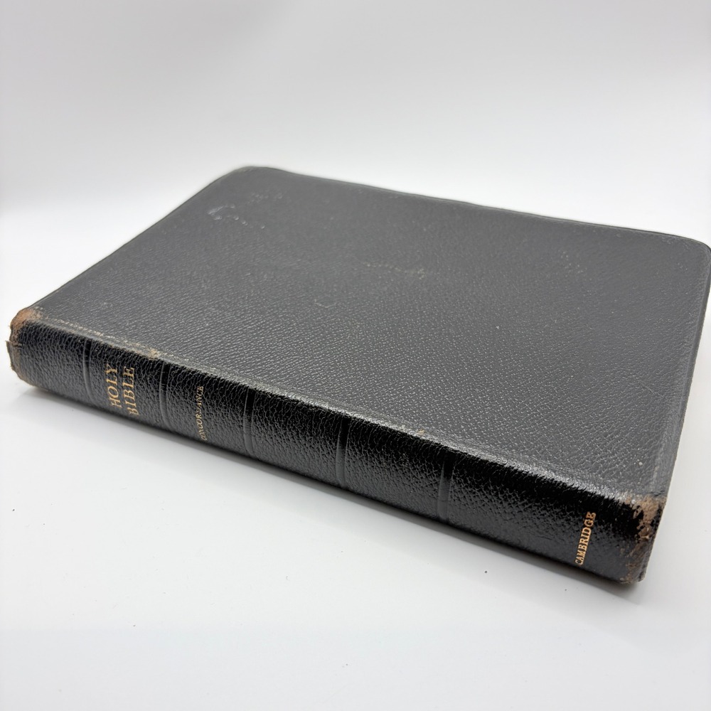 Cambridge Holy Bible Concordance French Morocco Leather Black KJV Vintage